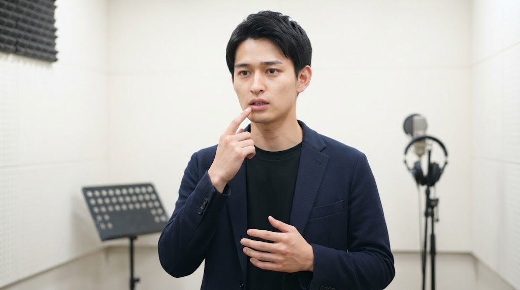 発声の土台を穏やかに解説するボーカル講師の姿